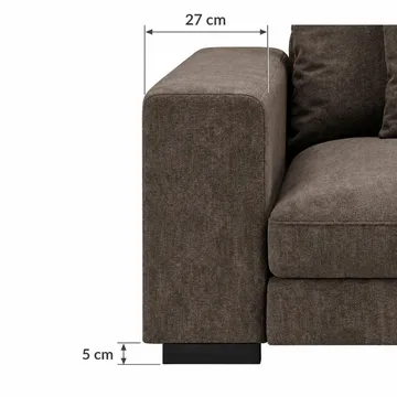 Dubai Stor U Soffa modul med Divan Vänster Extra Djup i Chenille - Mörkbrun - Möbler - Soffa - Modulsoffor - Komplett modulsoffa