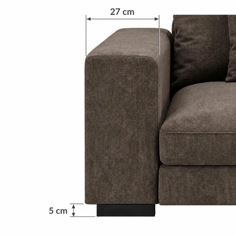 Dubai Stor U Soffa modul med Divan Vänster Extra Djup i Chenille - Mörkbrun - Möbler - Soffa - Modulsoffor - Komplett modulsoffa