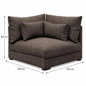 Dubai Stor U Soffa modul med Divan Vänster Extra Djup i Chenille - Mörkbrun - Möbler - Soffa - Modulsoffor - Komplett modulsoffa