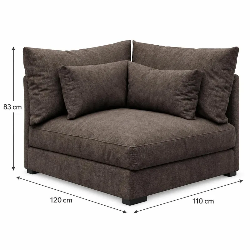 Dubai Stor U Soffa modul med Divan Vänster Extra Djup i Chenille - Mörkbrun - Möbler - Soffa - Modulsoffor - Komplett modulsoffa