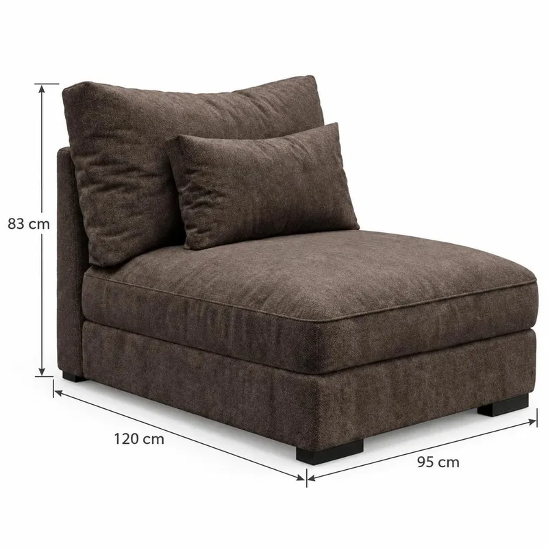 Dubai Stor U Soffa modul med Divan Vänster Extra Djup i Chenille - Mörkbrun - Möbler - Soffa - Modulsoffor - Komplett modulsoffa