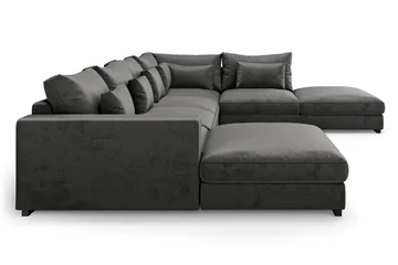 Dubai Stor U Soffa modul med Divan Vänster Sammet Extra djup - Mörkgrå - Möbler - Soffa - Modulsoffor - Komplett modulsoffa