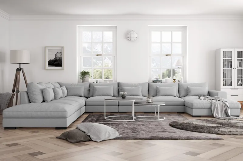 Dubai U-modulsoffa Large med Divan Höger Extra Djup - Ljusgrå - Möbler - Soffa - Modulsoffor - Komplett modulsoffa