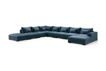 Dubai U-modulsoffa Large med Divan Höger Sammet Extra Djup - Blå - Möbler - Soffa - Modulsoffor - Komplett modulsoffa