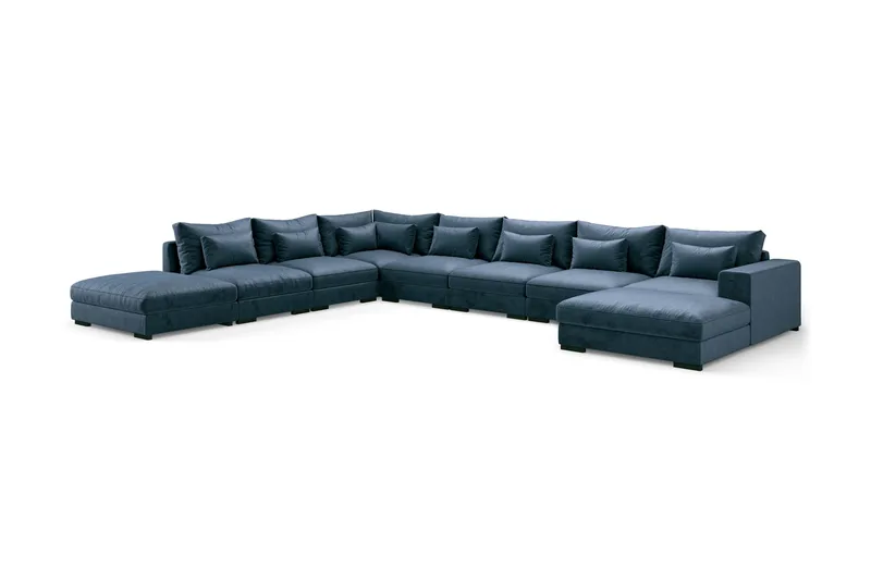 Dubai U-modulsoffa Large med Divan Höger Sammet Extra Djup - Blå - Möbler - Soffa - Modulsoffor - Komplett modulsoffa