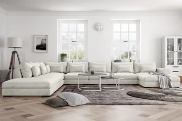 Dubai U-modulsoffa Large med Divan Höger Sammet Extra Djup - Vit - Möbler - Soffa - Modulsoffor - Komplett modulsoffa
