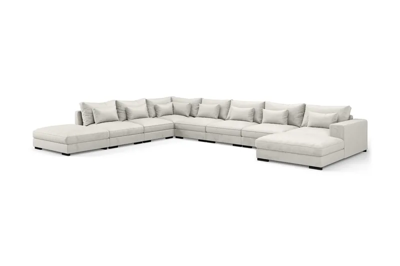 Dubai U-modulsoffa Large med Divan Höger Sammet Extra Djup - Vit - Möbler - Soffa - Modulsoffor - Komplett modulsoffa