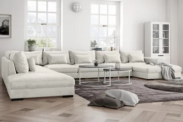 Dubai U-modulsoffa Large med Divan Höger Sammet Extra Djup - Vit - Möbler - Soffa - Modulsoffor - Komplett modulsoffa