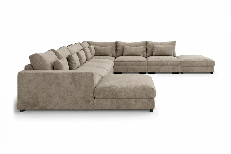 Dubai U-modulsoffa Large med Divan Vänster - Brun - Möbler - Soffa - Modulsoffor - Komplett modulsoffa