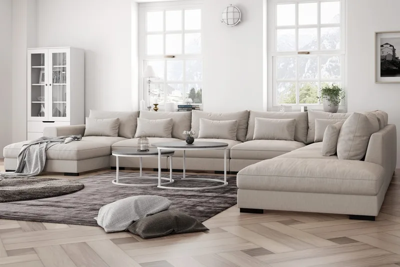 Dubai U-modulsoffa Large med Divan Vänster Extra Djup - Beige - Möbler - Soffa - Modulsoffor - Komplett modulsoffa