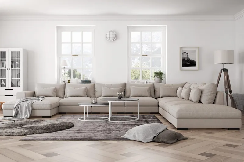 Dubai U-modulsoffa Large med Divan Vänster Extra Djup - Beige - Möbler - Soffa - Modulsoffor - Komplett modulsoffa