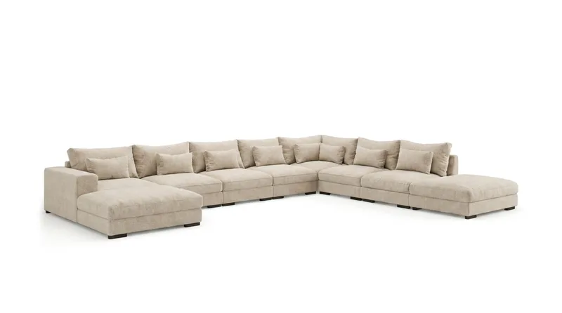 Dubai U-modulsoffa Large med Divan Vänster Extra Djup i Chenille - Beige - Möbler - Soffa - Modulsoffor - Komplett modulsoffa