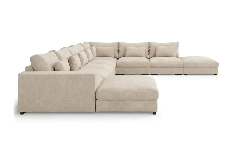 Dubai U-modulsoffa Large med Divan Vänster Extra Djup i Chenille - Beige - Möbler - Soffa - Modulsoffor - Komplett modulsoffa