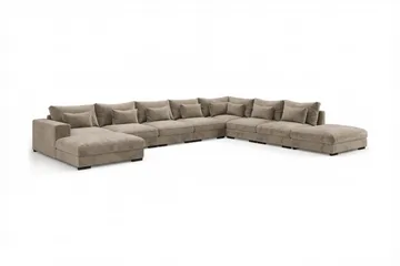 Dubai U-modulsoffa Large med Divan Vänster Extra Djup i Chenille - Brun - Möbler - Soffa - Modulsoffor - Komplett modulsoffa