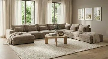 Dubai U-modulsoffa Large med Divan Vänster Extra Djup i Chenille - Brun - Möbler - Soffa - Modulsoffor - Komplett modulsoffa