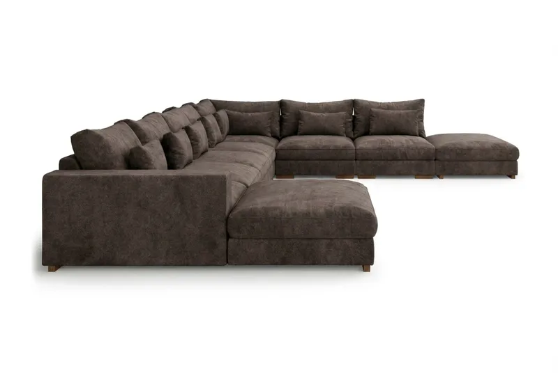 Dubai U-modulsoffa Large med Divan Vänster Extra Djup i Chenille - Mörkbrun - Möbler - Soffa - Modulsoffor - Komplett modulsoffa