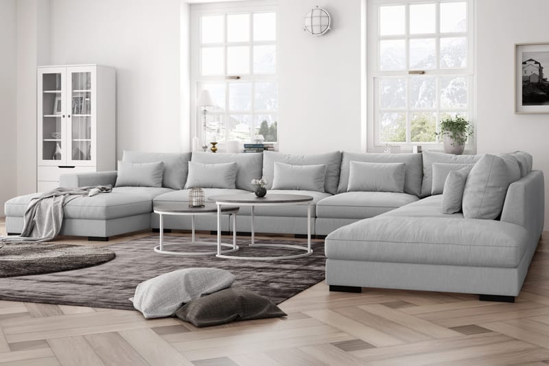 Dubai U-modulsoffa Large med Divan Vänster Extra Djup - Ljusgrå - Möbler - Soffa - Modulsoffor - Komplett modulsoffa