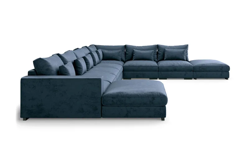 Dubai U-modulsoffa Large med Divan Vänster Sammet Extra Djup - Blå - Möbler - Soffa - Modulsoffor - Komplett modulsoffa