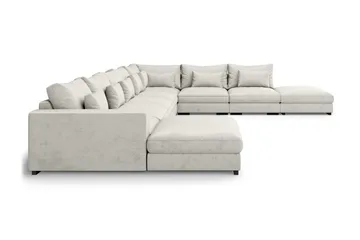Dubai U-modulsoffa Large med Divan Vänster Sammet Extra Djup - Vit - Möbler - Soffa - Modulsoffor - Komplett modulsoffa