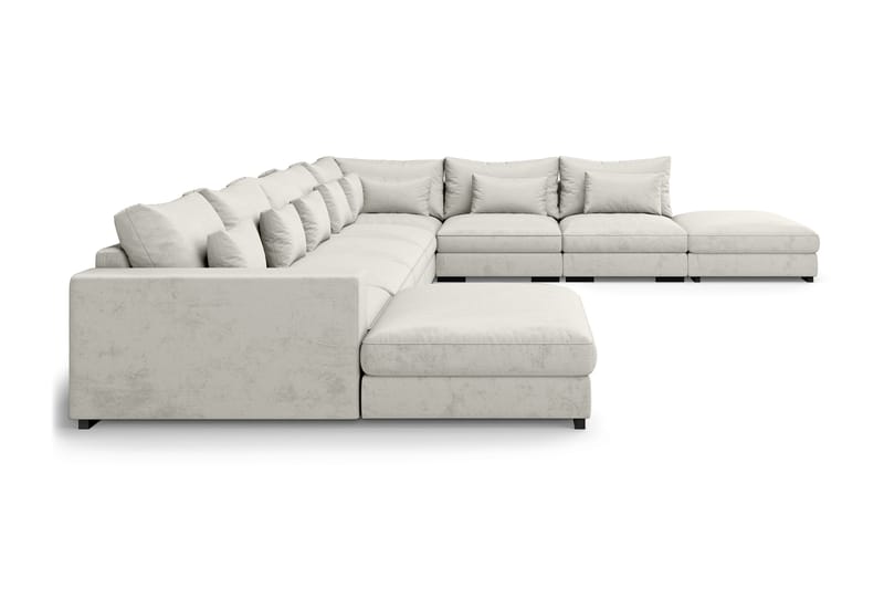 Dubai U-modulsoffa Large med Divan Vänster Sammet Extra Djup - Vit - Möbler - Soffa - Modulsoffor - Komplett modulsoffa