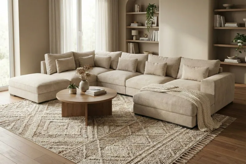 Dubai U-modulsoffa med Divan Höger Extra Djup - Beige - Möbler - Soffa - Modulsoffor - Komplett modulsoffa