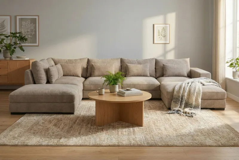 Dubai U-modulsoffa med Divan Höger Extra Djup i Chenille - Brun - Möbler - Soffa - Modulsoffor - Komplett modulsoffa