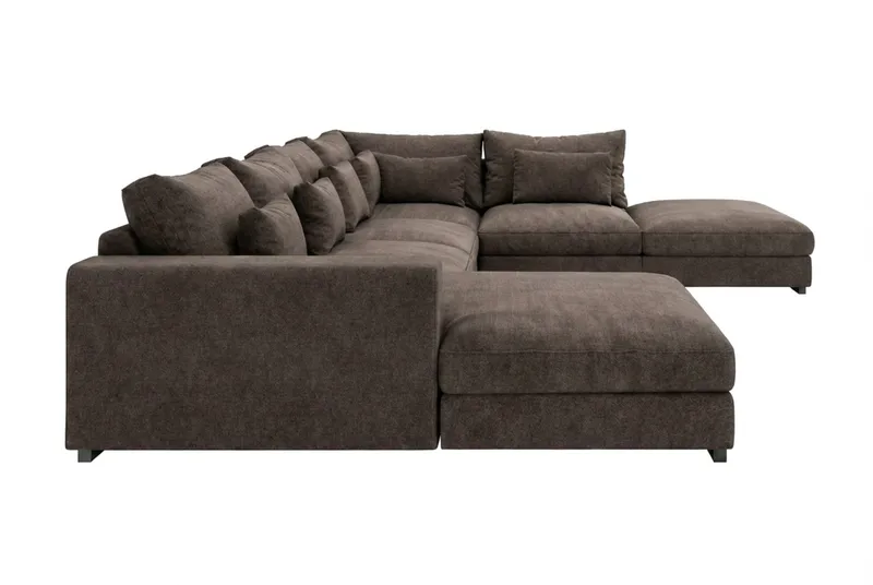 Dubai U-modulsoffa med Divan Höger Extra Djup i Chenille - Mörkbrun - Möbler - Soffa - Modulsoffor - Komplett modulsoffa