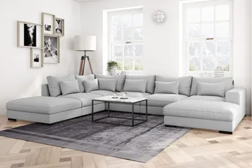 Dubai U-modulsoffa med Divan Höger Extra Djup - Ljusgrå - Möbler - Soffa - Modulsoffor - Komplett modulsoffa