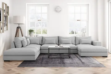 Dubai U-modulsoffa med Divan Höger Extra Djup - Ljusgrå - Möbler - Soffa - Modulsoffor - Komplett modulsoffa