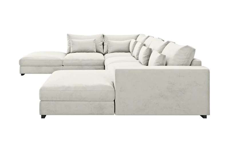 Dubai U-modulsoffa med Divan Höger Sammet Extra Djup - Vit - Möbler - Soffa - Modulsoffor - Komplett modulsoffa