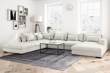 Dubai U-modulsoffa med Divan Höger Sammet Extra Djup - Vit - Möbler - Soffa - Modulsoffor - Komplett modulsoffa