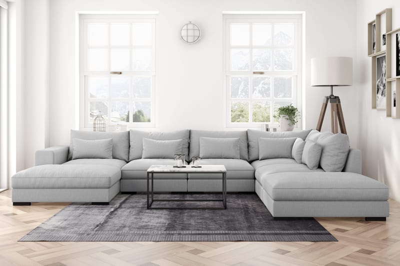 Dubai U-modulsoffa med Divan Vänster Extra Djup - Ljusgrå - Möbler - Soffa - Modulsoffor - Komplett modulsoffa
