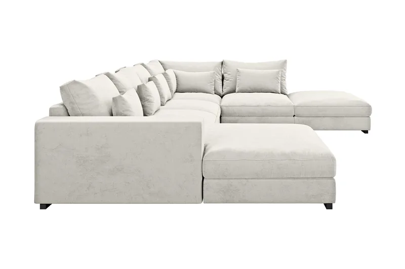 Dubai U-modulsoffa med Divan Vänster Sammet Extra Djup - Vit - Möbler - Soffa - Modulsoffor - Komplett modulsoffa