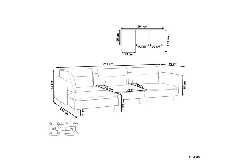 Modulsoffa Egeris Grå/svart, Högervänd - Grå - Möbler - Soffa - Divansoffor & schäslongsoffa
