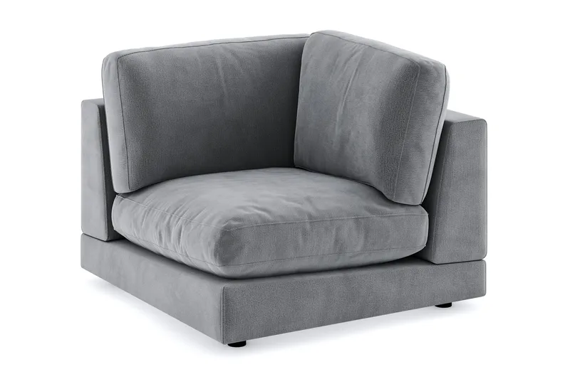 Arken 1-sits Hörnmodul i Sammet, Ljusgrå