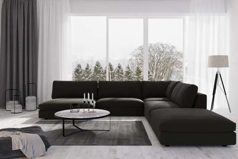 Arken 1-sits Hörnmodul i Tyg - Svart - Möbler - Soffa - Modulsoffor - Hörnmodul