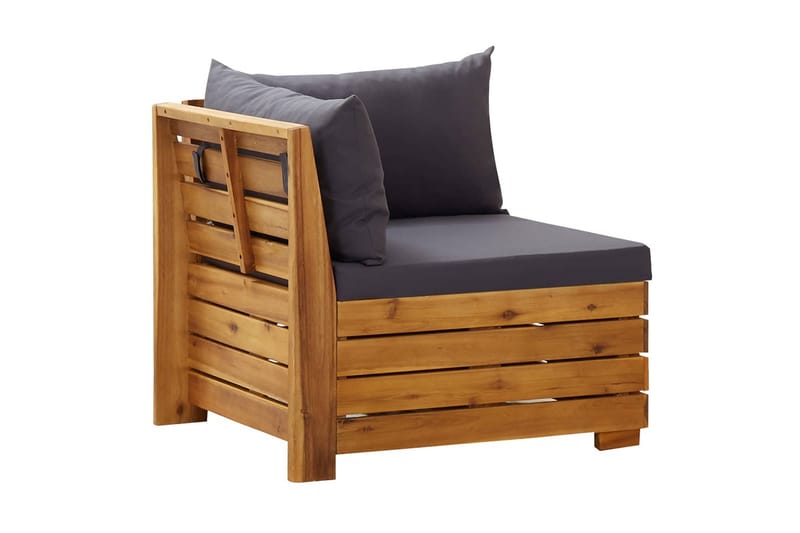 Hörnsits 1 st med dynor massiv akacia - Brun - Utemöbler - Loungemöbler - Modulsoffa utomhus - Hörnmodul utesoffa