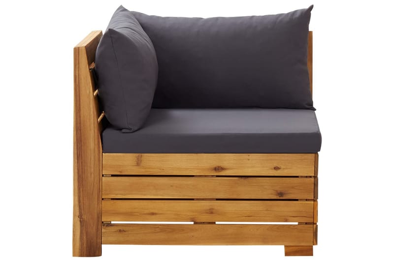 Hörnsits 1 st med dynor massiv akacia - Brun - Utemöbler - Loungemöbler - Modulsoffa utomhus - Hörnmodul utesoffa