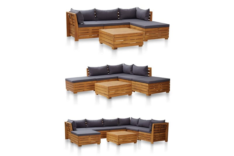 Hörnsits 1 st med dynor massiv akacia - Brun - Utemöbler - Loungemöbler - Modulsoffa utomhus - Hörnmodul utesoffa
