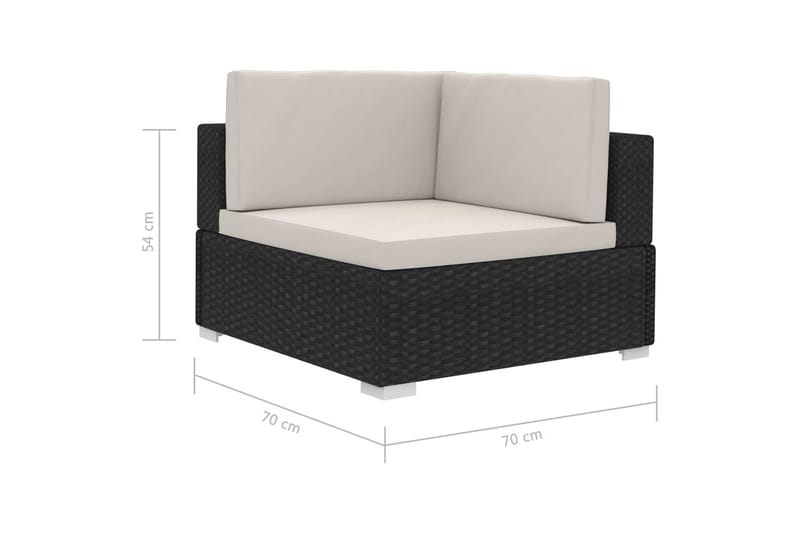 Hörnsitsar Modulsoffa Utomhus 2 st med dynor konstrotting svart - Svart - Utemöbler - Loungemöbler - Loungesoffa