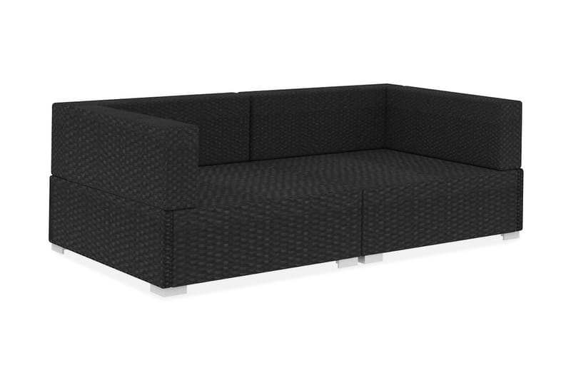 Hörnsitsar Modulsoffa Utomhus 2 st med dynor konstrotting svart - Svart - Utemöbler - Loungemöbler - Loungesoffa