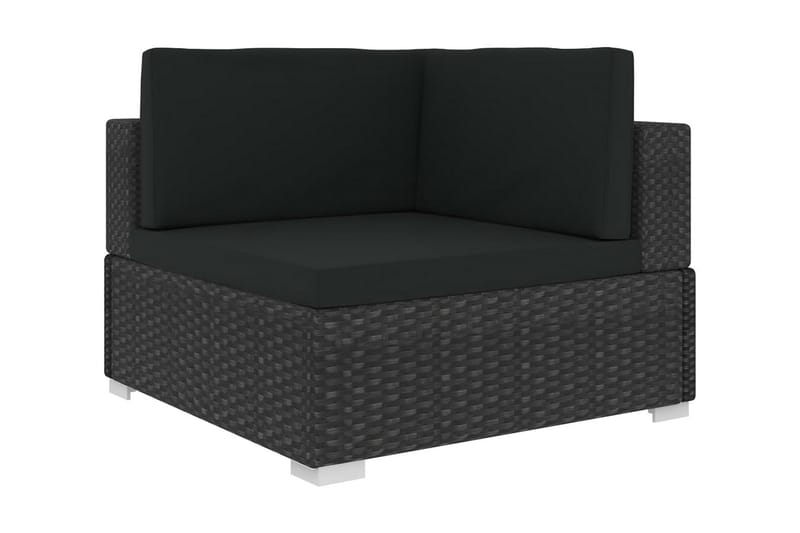 Hörnsitsar Modulsoffa Utomhus 2 st med dynor konstrotting svart - Svart - Utemöbler - Loungemöbler - Loungesoffa