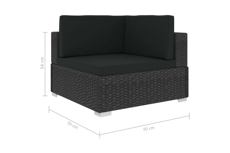 Hörnsitsar Modulsoffa Utomhus 2 st med dynor konstrotting svart - Svart - Utemöbler - Loungemöbler - Loungesoffa