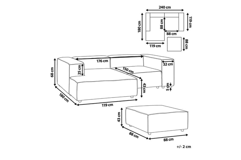 Hörnsoffa med fotpall Aprica - Möbler - Soffa - Modulsoffor - Komplett modulsoffa