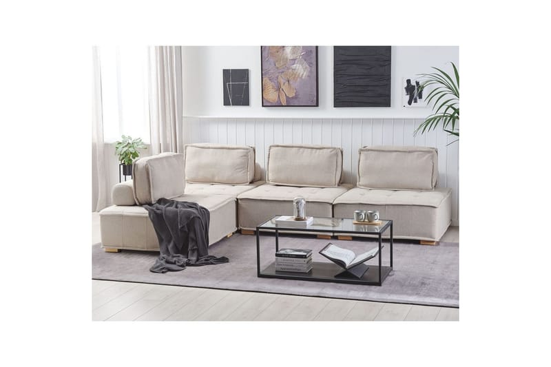 Hörnsoffa Tibro Beige/ljust trä - Beige/ljust trä - Möbler - Soffa - Modulsoffor - Hörnmodul