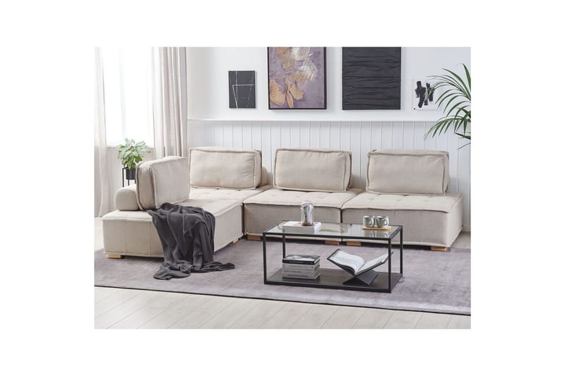 Hörnsoffa Tibro Beige/ljust trä - Beige/ljust trä - Möbler - Soffa - Modulsoffor - Komplett modulsoffa