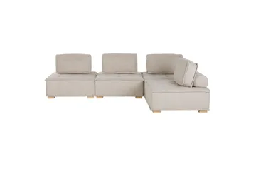 Hörnsoffa Tibro Beige/ljust trä - Beige/ljust trä - Möbler - Soffa - Modulsoffor - Komplett modulsoffa
