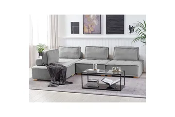 Hörnsoffa Tibro Grå/ljust trä - Grå/ljust trä - Möbler - Soffa - Modulsoffor - Komplett modulsoffa