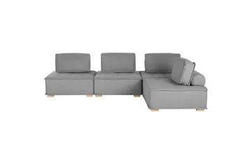 Hörnsoffa Tibro Grå/ljust trä - Grå/ljust trä - Möbler - Soffa - Modulsoffor - Komplett modulsoffa