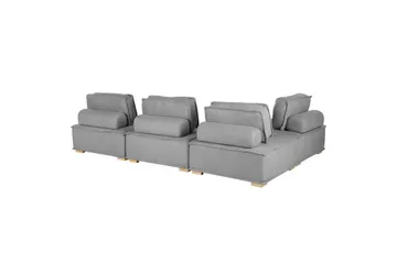 Hörnsoffa Tibro Grå/ljust trä - Grå/ljust trä - Möbler - Soffa - Modulsoffor - Komplett modulsoffa